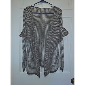 Knitted long sleeve cardigan brown gray size M